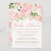 ピンクと金ゴールドのベビーシャワー招待状 招待状 (正面/裏面)