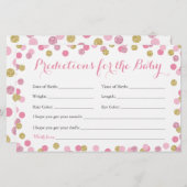 ピンクと金ゴールドのベビー予測カードのベビー (正面/裏面)