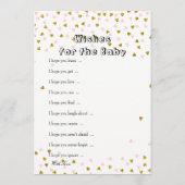 ピンクと金ゴールドのベビー-ベビーと推測の願い アドバイスカード (裏面)