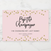 ピンクと金ゴールドのポップ・アートのグリッターザワきらめくインスティック スパークリングワインラベル (シングルラベル)