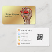 ピンクと金ゴールドのメイクアップアーティスト 名刺 (正面/裏面)