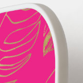 ピンクと金ゴールドのヤシの葉のパターン |モノグラモダンム ピックルボールラケット (左詳細)