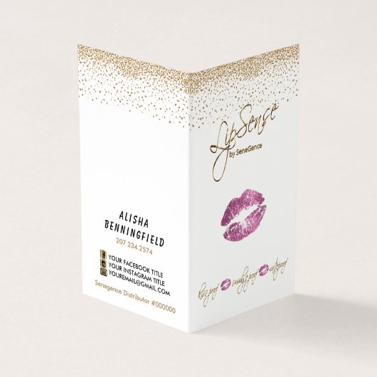 ピンクと金ゴールドのリップインストラクション 名刺 (外部)