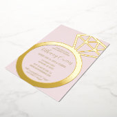 ピンクと金ゴールドのリングや輪のブライダルシャワー結婚、 箔招待状 (回転した状態)