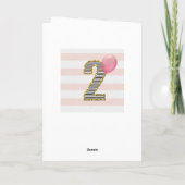 ピンクと金ゴールドの二人目の誕生日ガール カード (裏面)