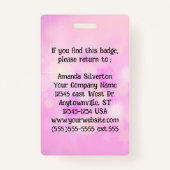 ピンクと金ゴールドの会社のロゴコンベンションスタッフ バッジ (裏面)