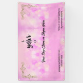 ピンクと金ゴールドの会社のロゴコンベンションマーケット 横断幕 (縦)