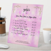 ピンクと金ゴールドの会社のロゴ価格表市場 台座サイン (インサイチュ)