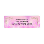 ピンクと金ゴールドの会社のロゴ差出人住所 ラベル (正面)