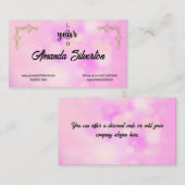 ピンクと金ゴールドの会社のロゴ 名刺 (正面/裏面)