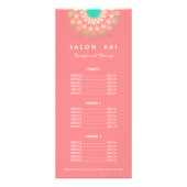 ピンクと金ゴールドの円のモチーフの価格表メニュー ラックカード (正面)