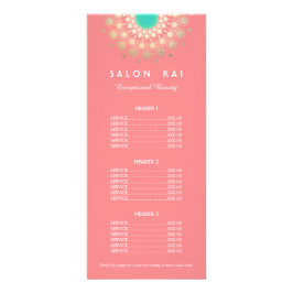 ピンクと金ゴールドの円のモチーフの価格表メニュー ラックカード