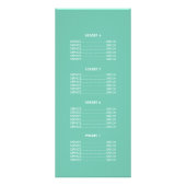 ピンクと金ゴールドの円のモチーフの価格表メニュー ラックカード (裏面)