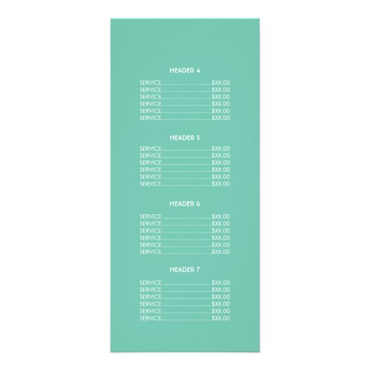 ピンクと金ゴールドの円のモチーフの価格表メニュー ラックカード (裏面)