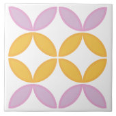 ピンクと金ゴールドの円または花の花びらが跳ね返る タイル (正面)