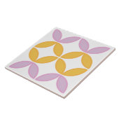 ピンクと金ゴールドの円または花の花びらが跳ね返る タイル (側面)