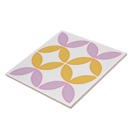 ピンクと金ゴールドの円または花の花びらが跳ね返る タイル (側面)