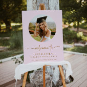 ピンクと金ゴールドの写真の卒業式ウェルカムサイン ポスター