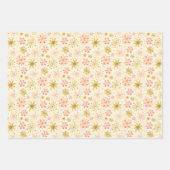 ピンクと金ゴールドの冬の雪片パターン ラッピングペーパーシート (正面2)