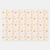 ピンクと金ゴールドの冬の雪片パターン ラッピングペーパーシート (正面)