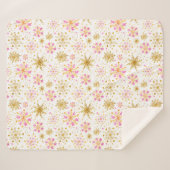 ピンクと金ゴールドの冬の雪 シェルパブランケット (正面(横))