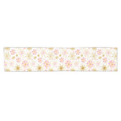 ピンクと金ゴールドの冬の雪 ショートテーブルランナー (横)