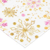 ピンクと金ゴールドの冬の雪 テーブルクロス (アングル)