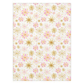 ピンクと金ゴールドの冬の雪 テーブルクロス (正面)