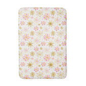 ピンクと金ゴールドの冬の雪 バスマット (正面縦)