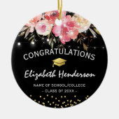 ピンクと金ゴールドの卒業キャップ セラミックオーナメント (正面)