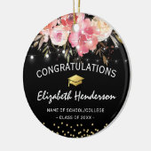 ピンクと金ゴールドの卒業キャップ セラミックオーナメント (左)