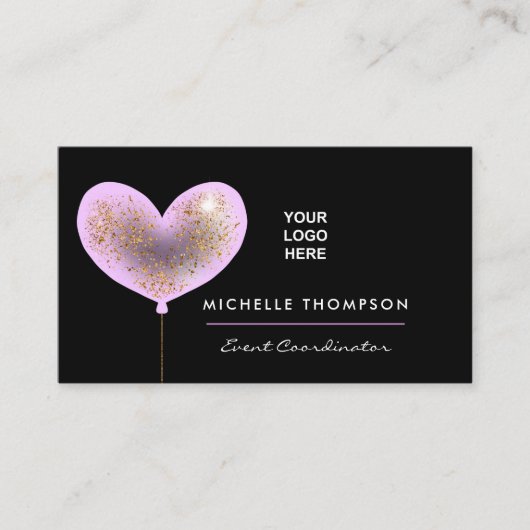 ピンクと金ゴールドの名刺 名刺 (正面)