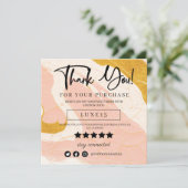 ピンクと金ゴールドの大理石ありがとうご割引カード (スタンド正面)