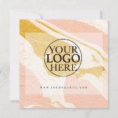 ピンクと金ゴールドの大理石ありがとうご割引カード (裏面)