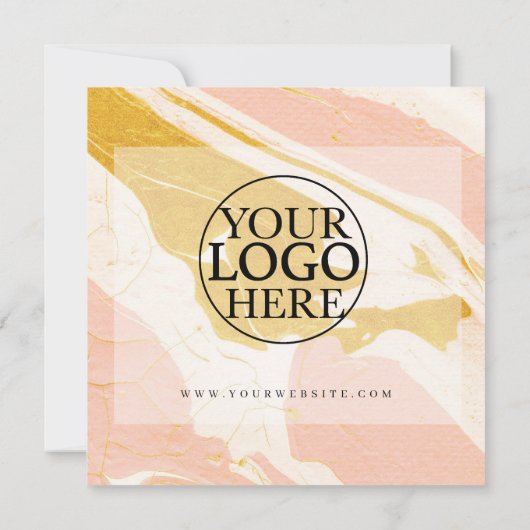 ピンクと金ゴールドの大理石ありがとうご割引カード (裏面)