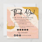 ピンクと金ゴールドの大理石ありがとうご割引カード (正面)