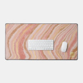 ピンクと金ゴールドの大理石と金ゴールドモノグラム デスクマット (キーボード&マウス)