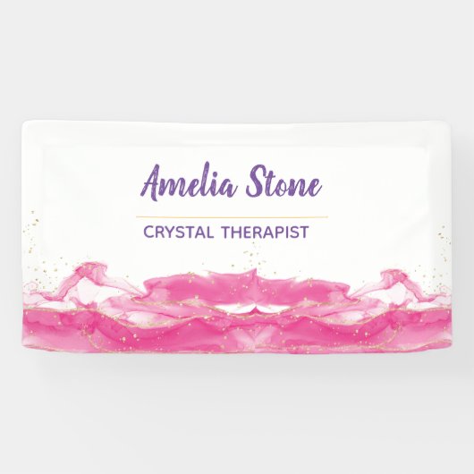 ピンクと金ゴールドの大理石のバナー 横断幕 (横)