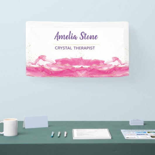 ピンクと金ゴールドの大理石のバナー 横断幕 (トレードショー)