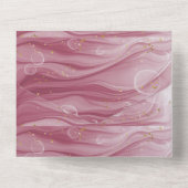 ピンクと金ゴールドの大理石の旋回パターン オールインワン招待状 (裏面)