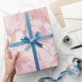 ピンクと金ゴールドの大理石の液体スタイルパターン ラッピングペーパー