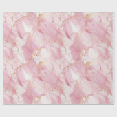 ピンクと金ゴールドの大理石の液体スタイルパターン ラッピングペーパー (フラット)