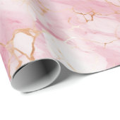 ピンクと金ゴールドの大理石の液体スタイルパターン ラッピングペーパー (ロールコーナー)