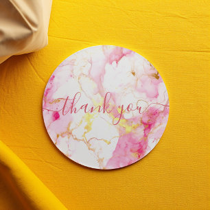 ピンクと金ゴールドの大理石の顧客感謝していあなた ラウンドシール