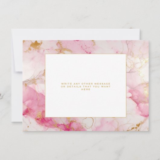 ピンクと金ゴールドの大理石は日付カードを保存 セーブザデート (裏面)