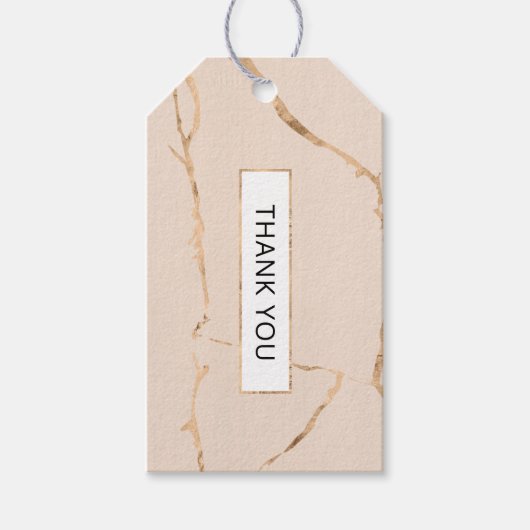 ピンクと金ゴールドの大理石ギフトラベル/メッセージカード ギフトタグ (正面)