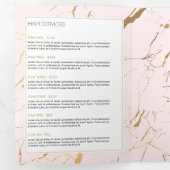 ピンクと金ゴールドの大理石サロンまたは製品パンフレット 三つ折りカード (内部最初)