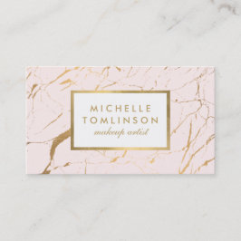 ピンクと金ゴールドの大理石デザイナー名刺 名刺
