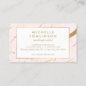 ピンクと金ゴールドの大理石デザイナー名刺 名刺 (裏面)