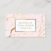 ピンクと金ゴールドの大理石デザイナー名刺 名刺 (正面)